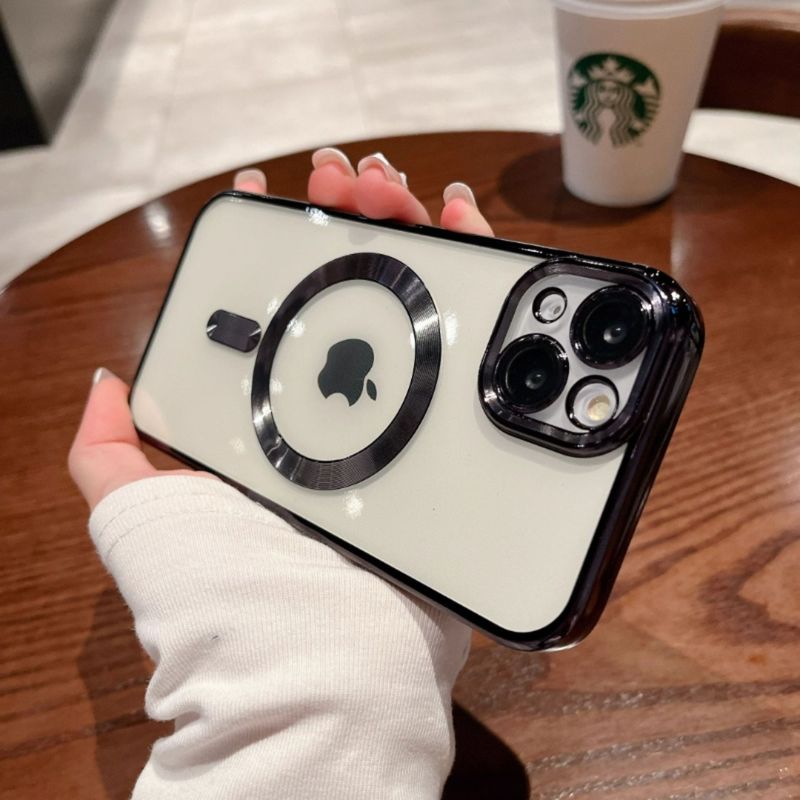 磁吸CD纹适用iPhone17保护套电镀15proMax软纯色高级苹果16手机壳|undefined