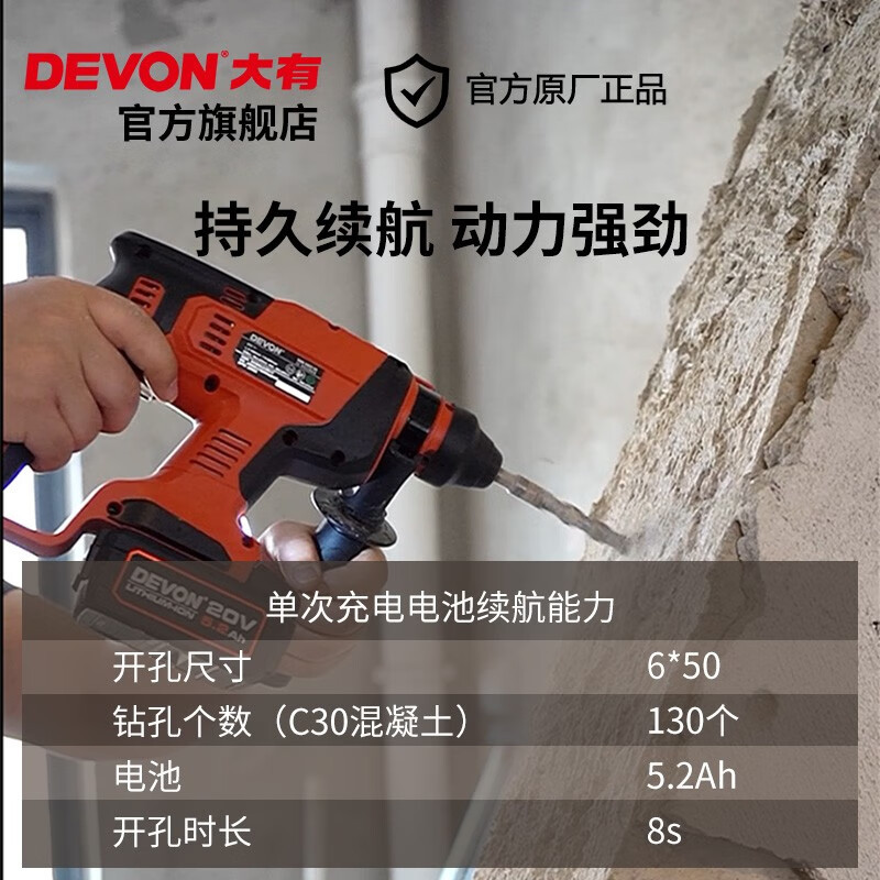 Da picador (Devon) martillo eléctrico sin escobillas 5401 martillo eléctrico de litio multifuncional martillo eléctrico de carga martillo eléctrico de doble uso conjunto de molino de martillo