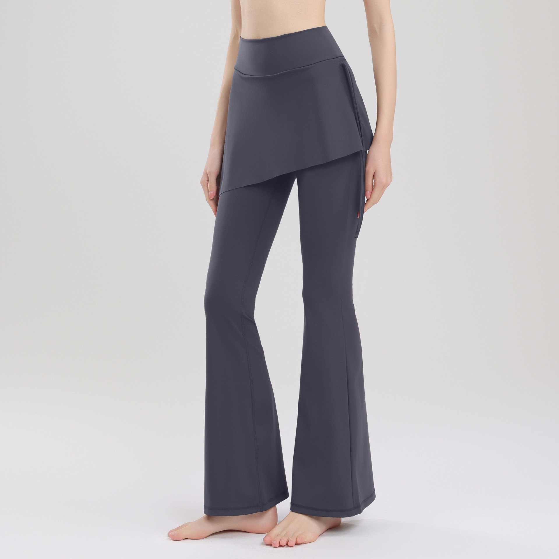 Finna Fuxi dos piezas de cintura alta pantalon de entrenamiento de gimnasio para correr con cuerdas laterales para cubrir la entrepierna entrenamiento de gimnasio pantalones de microescalado