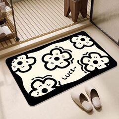 白黒シンプル珪藻泥吸水速乾地マット家庭用浴室キッチントイレの入り口滑り止め耐汚れマット