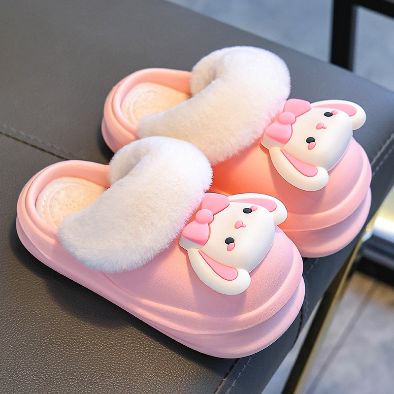 2024 nuevos zapatos de tacones de invierno para niños, niños y niñas, bolsas cálidas y tacones de terciopelo impermeables, zapatos de algodón para niños