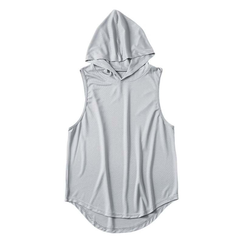 Hooded Fitness Vest Men's Basketball Running Training Loose Quick-drying Breathable Waistcoat European and American Plus Size Sports Vest