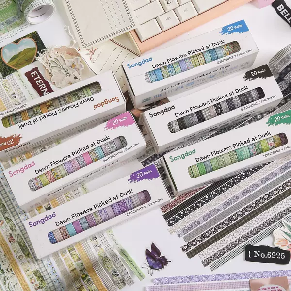 Sdrt260412 Morning Flowers Afternoon Harvest Series Tape Set 20 Rolls Cross-Border Product