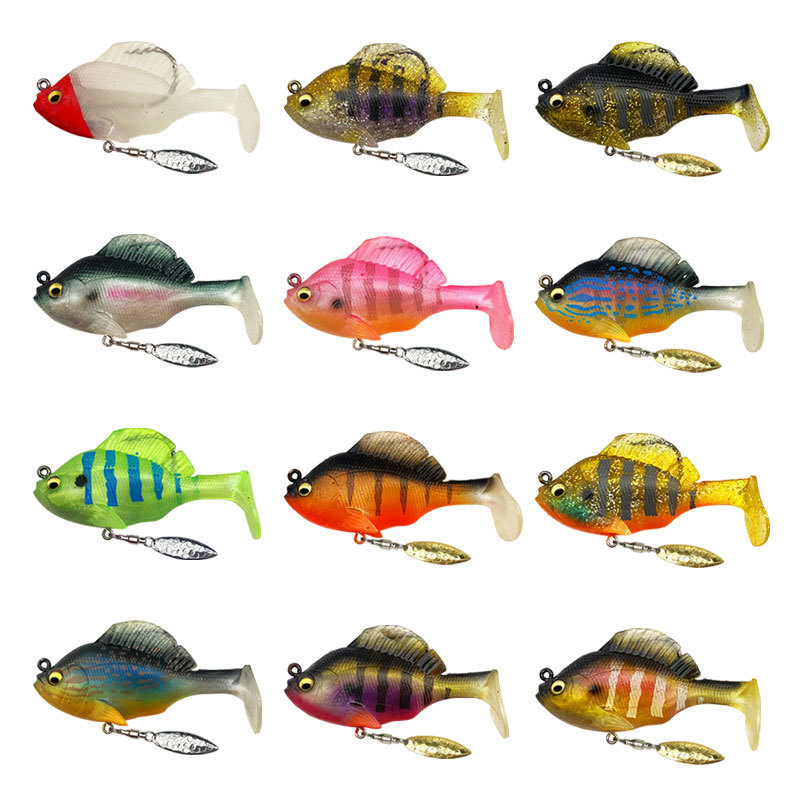 Upgraded Jumping Fish Anti-hanging Bottom Luya Bait Rotating Sequin Wrapped Lead Fish T-tail Soft Hollow Fish Bionic Luya Bait