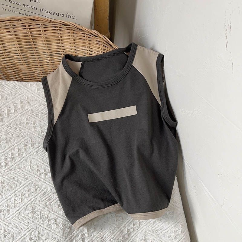 Tonizado ~ chaleco de niño coreano de verano, camiseta sin mangas, camiseta de niña, camiseta de obstáculo delgada