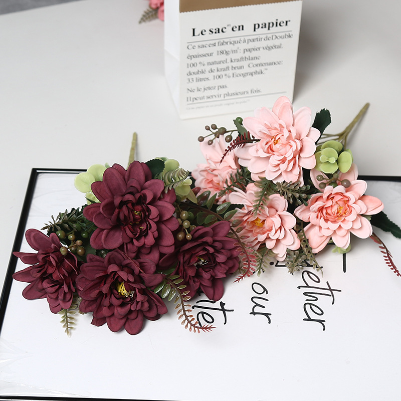 Flores de simulación coral Dalian sala de estar decoración de boda flores falsas fabricantes de props de fotografía al por mayor adornos props transfronterizos