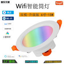 新品批发WIFI双模智能筒灯涂鸦APP远程控制RGBWC调光调色6寸射灯