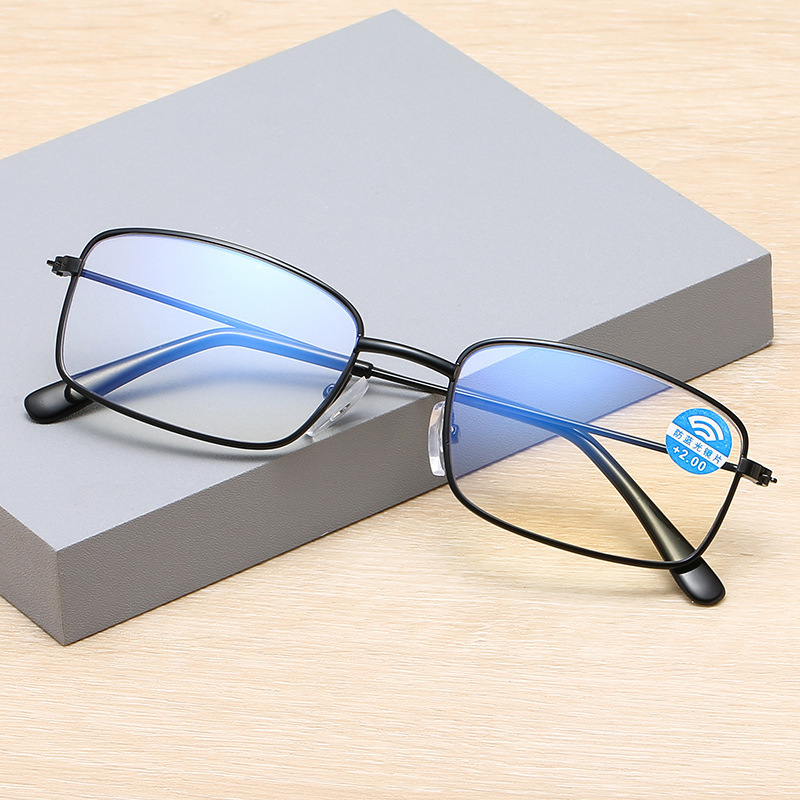 Retro anti-blue light reading glasses middle-aged and old men and women are not easy to fatigue reading glasses clear mobile phone computer glasses
