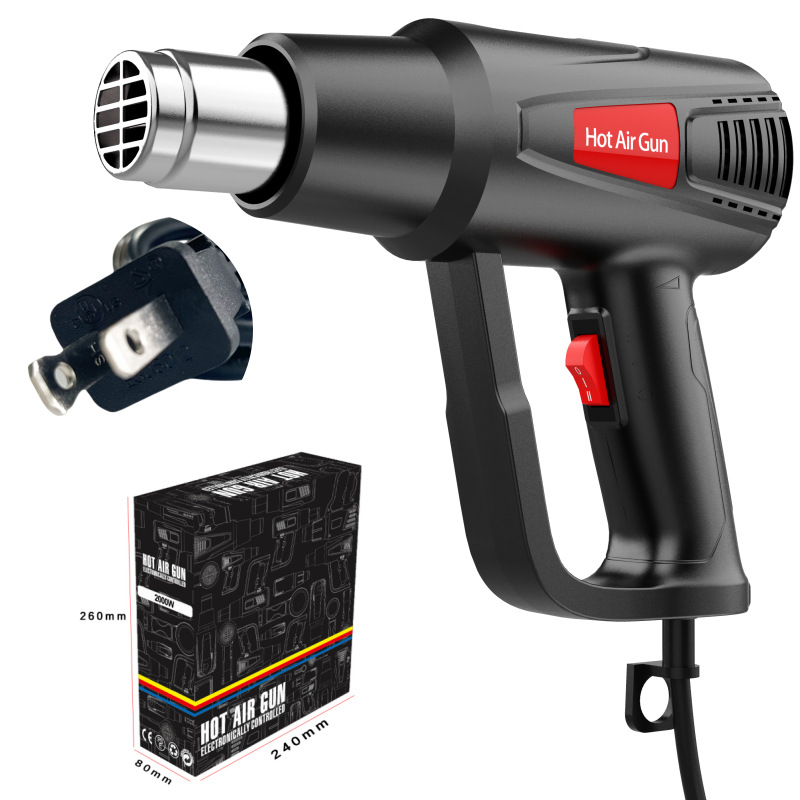 Fuente de fábrica de 2000W pistolas de aire caliente domésticas comerciales de película de cocción térmica pistolas de aire caliente industriales de dos velocidades