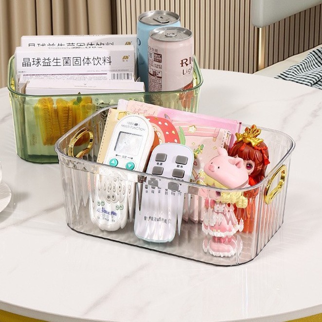 桌面收纳盒轻奢化妆品储物整理盒梳妆台面膜护肤品杂物零食口红筐|undefined