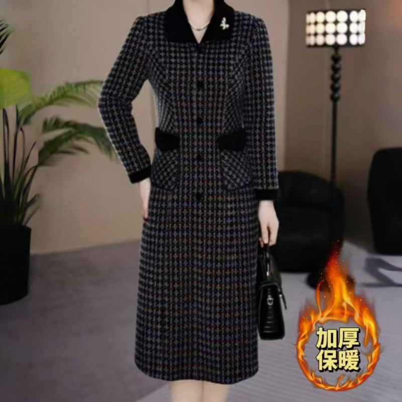 Fashionable Mother's Dress, New Spring Collection, Thickened and Warm Formal Dress for Women, Spring and Autumn High-Quality Sherpa Velvet Casual Dress