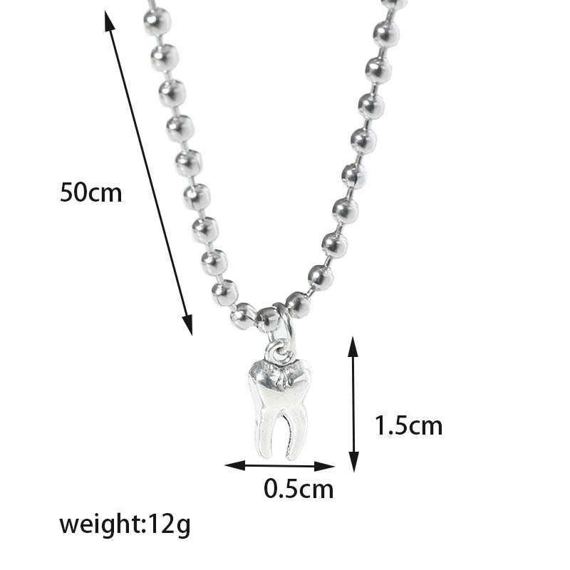 Hip Hop Stereo Teeth Pendant Ball Beads Menu0027s Necklace