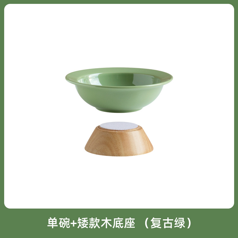 De cerámica de gran tamaño pequeño Cat Bowl Pet Bowl alto pie anti-golpe gato tazón de comida tazón de perro oblicua boca cuello protección beber sombrero de paja Tazón