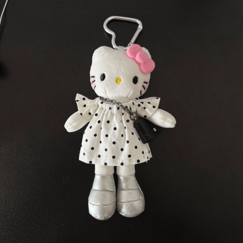 新款可爱长腿kitty毛绒挂件裙子换装娃衣ins风玩偶挂饰背包|undefined