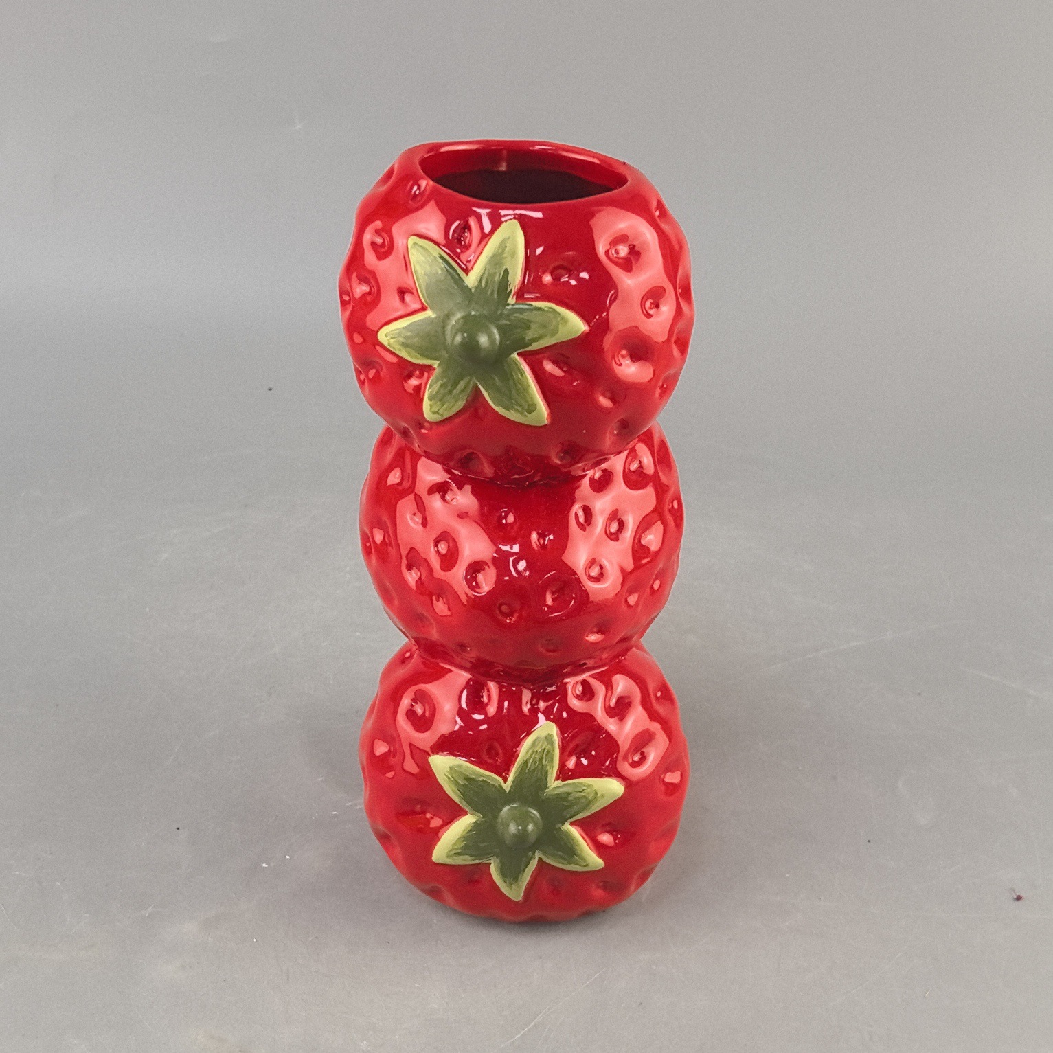 Nuevas frutas creativas limón fresas tres vasos de cerámica pequeños arreglos de flores frescas decoración de escritorio simple para el hogar