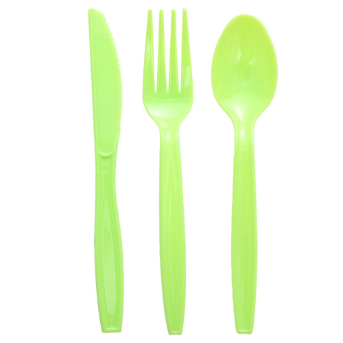 Amazon Disposable Spoons Plastic Soup Spoon Individual Packaging Thick Dessert Knife Fork Set Restaurant Tableware Set