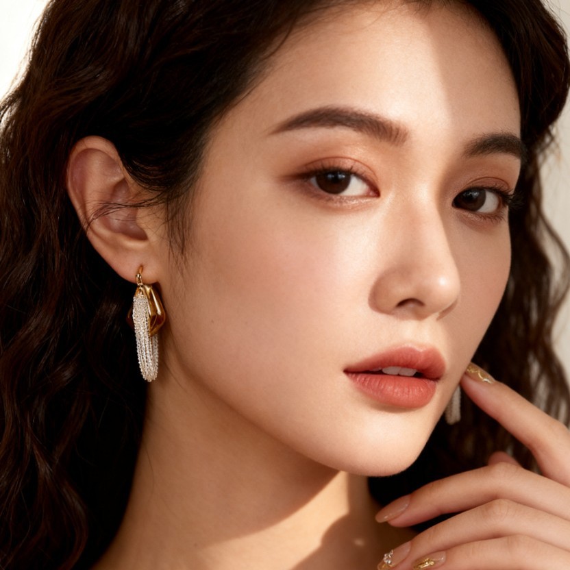 Fashion Chain Tassel Earrings 2025 New Hot Style High-End Gold and Silver Contrasting Retro Earrings Exaggerated Earrings for Women