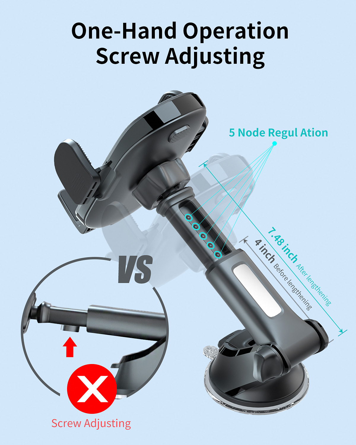 Black rear seat foldable universal push-pull neutral electronic rotary car mobile phone holder_voghion.com