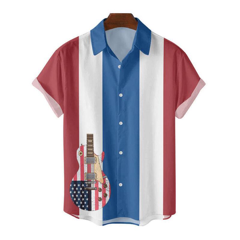 Factory direct European and American new men's casual shirt 3D digital printing American flag large size shirt for men and women