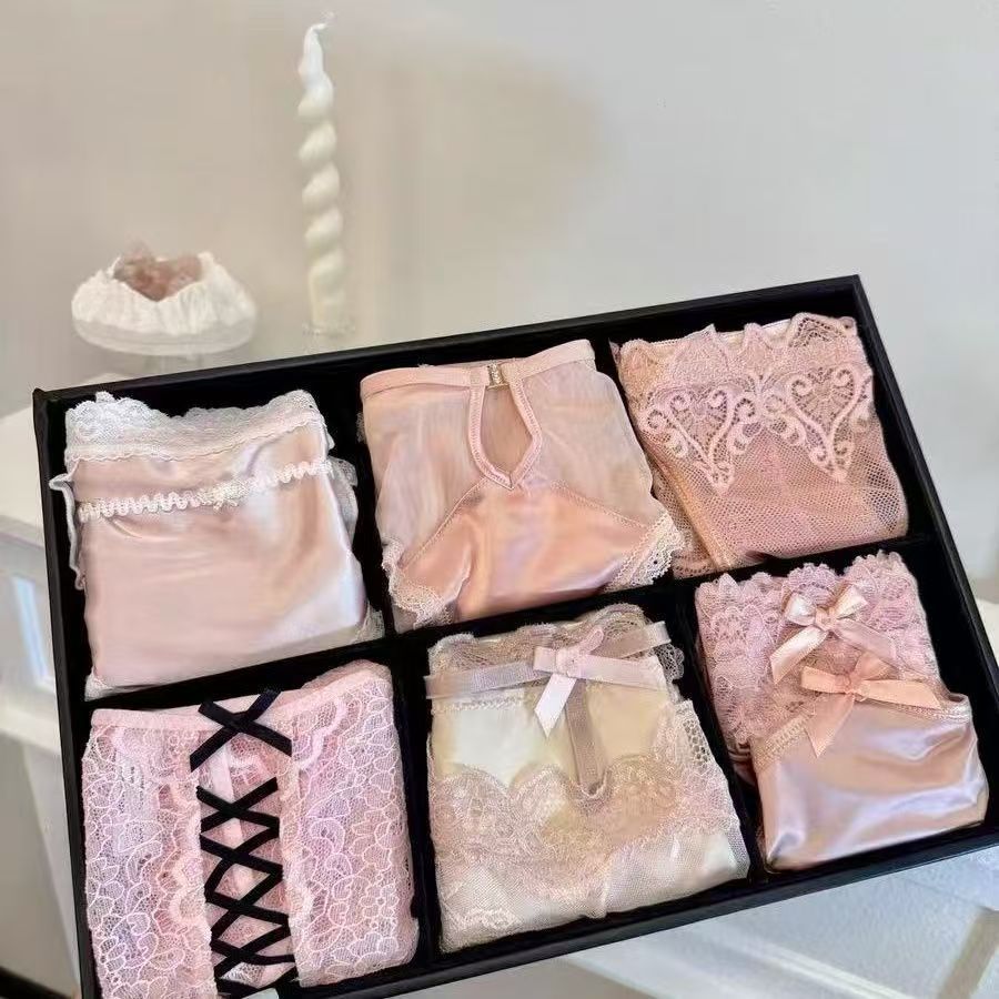 Breathable Thin Strap Sexy Briefs High Slit Cross Low Waist Hot New Women's Hollow Lace Cotton Underwear