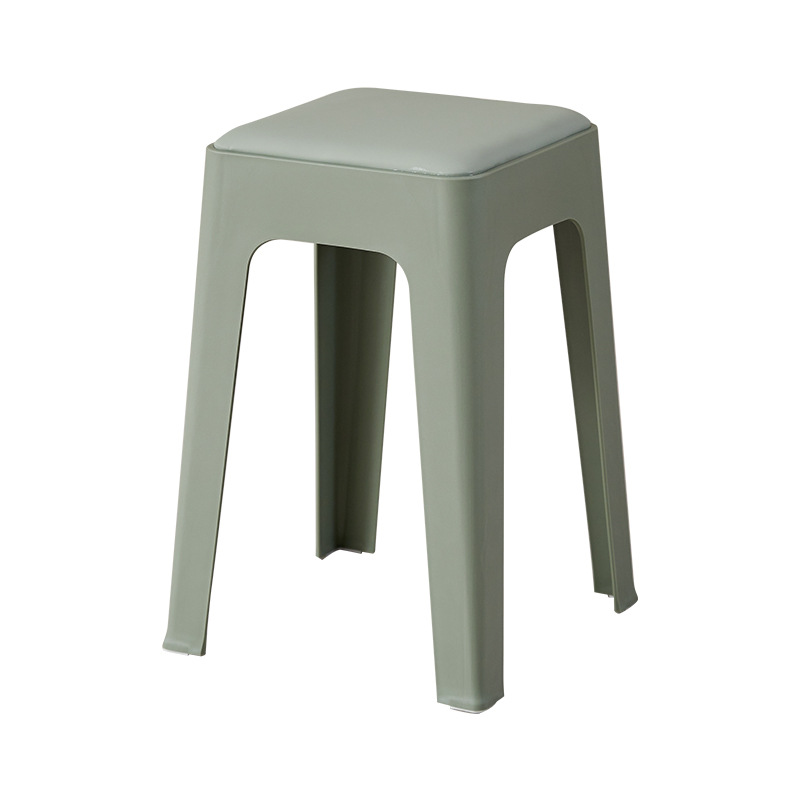 Taburetes cuadrados simples, taburetes casuales, sala de estar, comedor, paquetes blandos, taburetes altos apilables, cómodos taburetes de plástico para sentarse