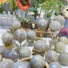 跨境热销天然水晶原石打磨蓝月光球水晶阵风水摆件家居装饰品批发