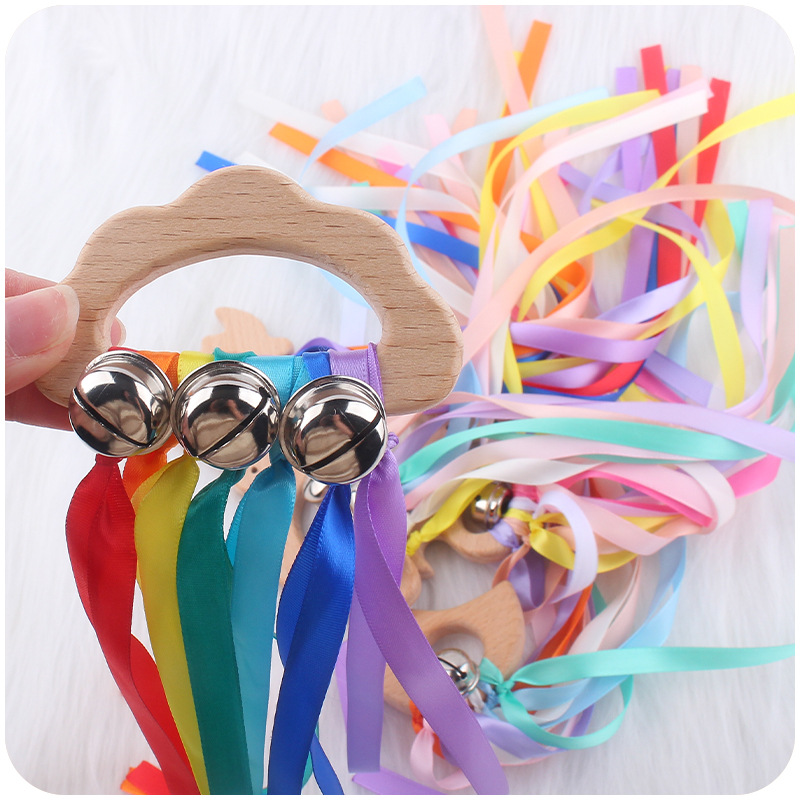 Bebé suministros de dibujos animados Beech nube teether bebé campana grande sacudir cinta Beech sonajero juguete