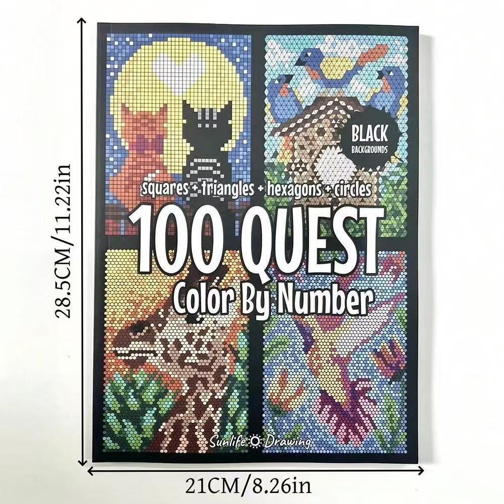 Nuevos productos transfronterizos 100QUESTColorByNumber Adultos colorido exploración libro de actividades de colorido libro de colorido