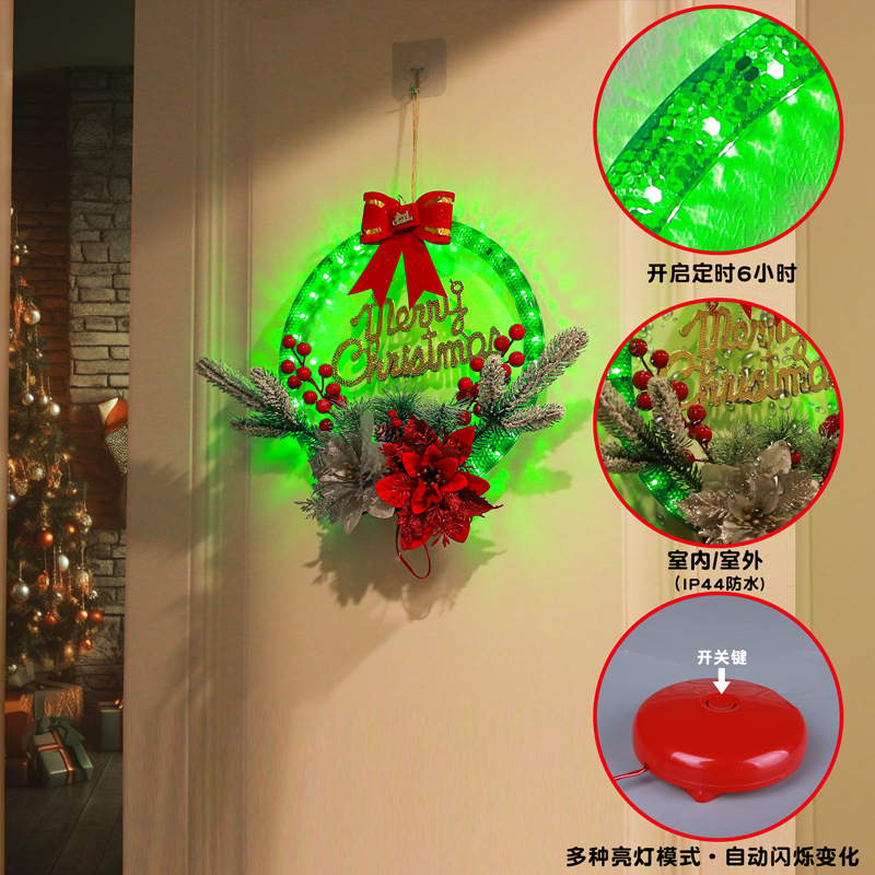 빛나는 메리 크리스마스 크리스마스 화환 LED 조명 크리스마스 분위기 문 장식 펜던트