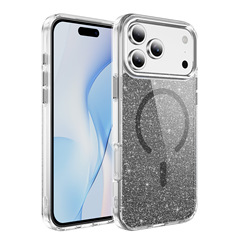 新款适用iPhone17ProMax晶莹闪粉手机壳苹果16车载磁吸防摔保护套