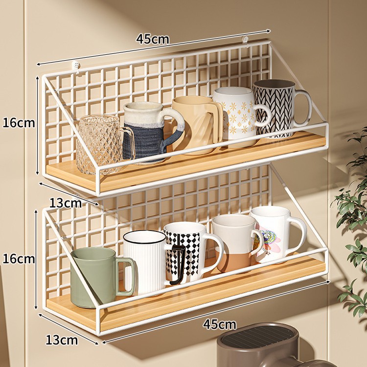 Portavasos montado en la pared taza de agua sin perforación estante para taza de café taza de té en la pared