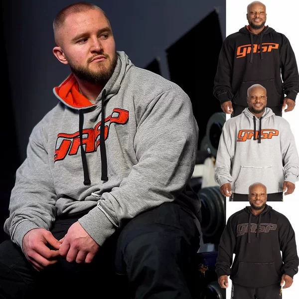 Gasp Pullover Sweatshirt New Fitness and Bodybuilding Running Training Embroider Contrasting Color Loose Embroidered Sweatshirt Pullover