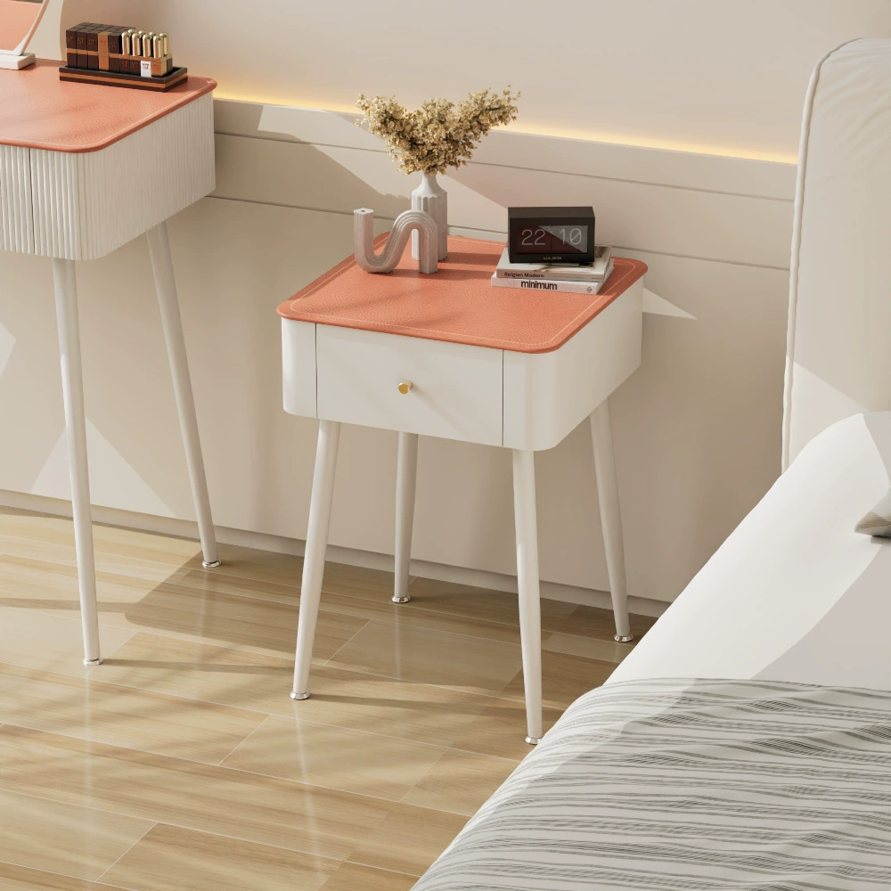 Спальня светлая экстравагантная тумбочка премиум минималистский домашний стеклянный кожаный водонепроницаемый рабочий стол тумбочка большой емкости небольшой боковой стол