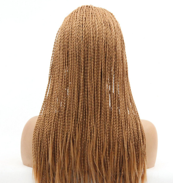 Peluca de fibra química de encaje frontal tejida a media mano, trenza de dos hebras de oro de moda, trenza LW0096