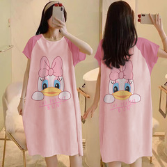女性用ナイトガウン、夏の学生ホーム服、かわいい薄手の半袖パジャマ、屋外で着用可能、クロスボーダー卸売ナイトスカート