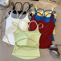 New suspender vest with chest pads and bottoms on the outside, beautiful back vests with hot girls back hollow beautiful back straps