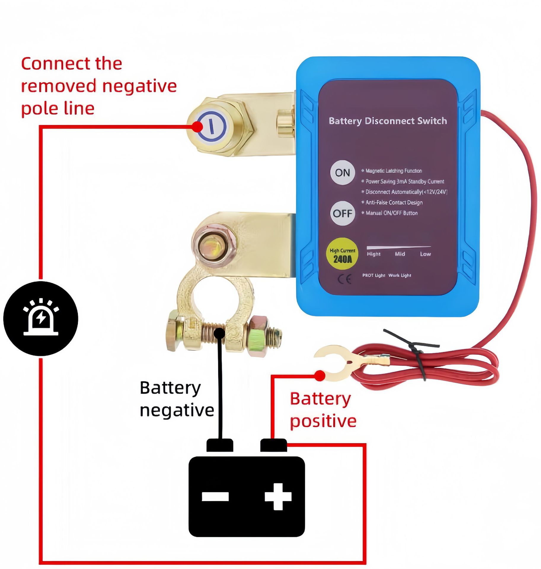 Remote Control Car Battery Disconnect Switch for Vehicles and Boats 12V-24V Smart Battery Disconnector