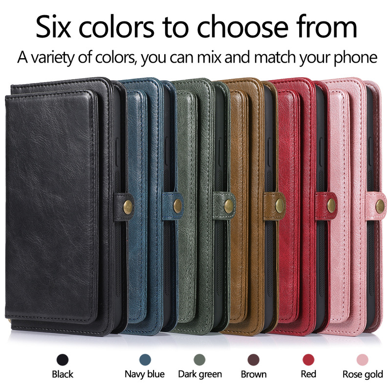 Foreign Trade Multi-Card Split Leather Case for iPhone 17, Card-Insert Flip Cover for iPhone 16 Pro Max, Protective Case for iPhone 15