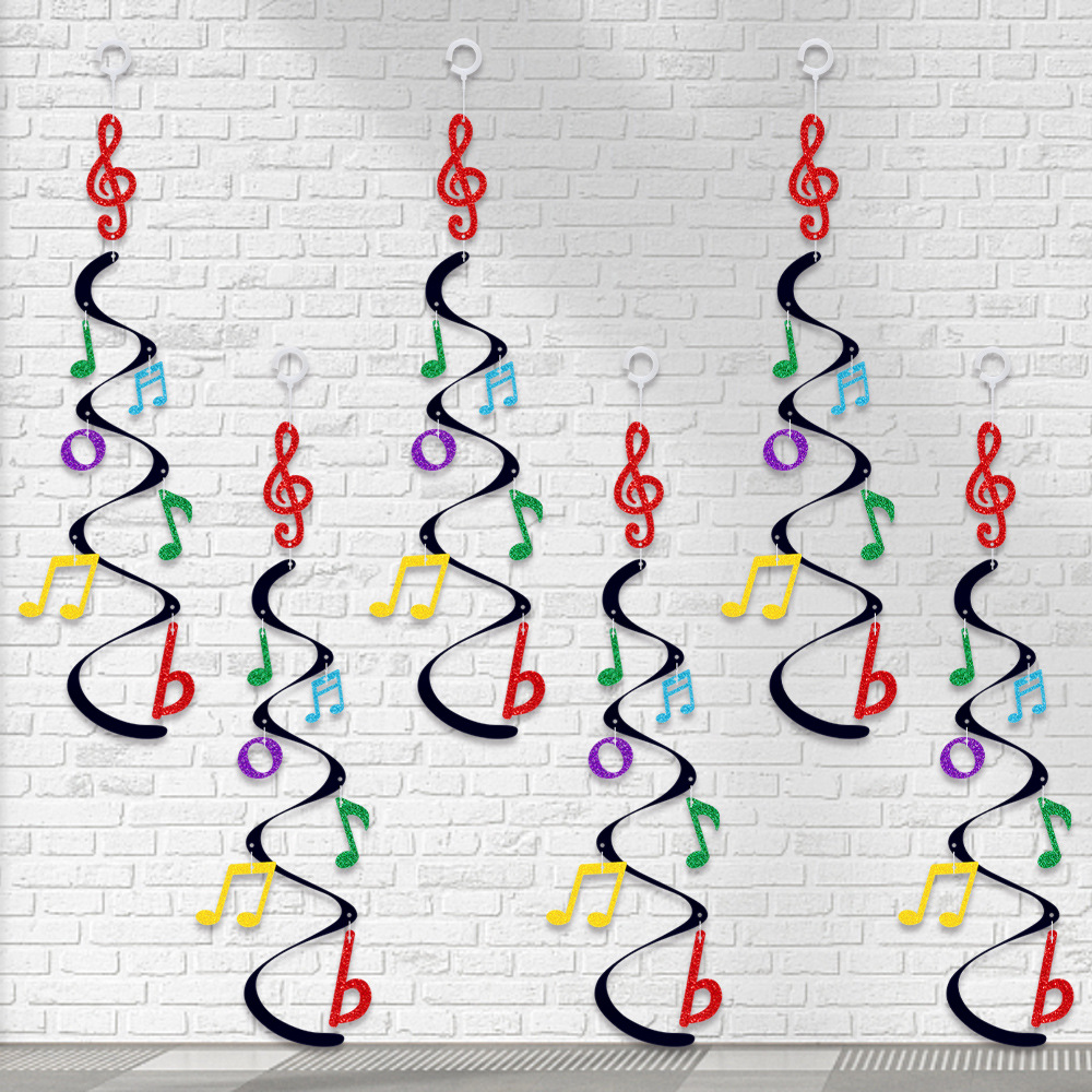 Nuevos productos transfronterizos Decoración de cumpleaños Decoración de campanas de viento de notas Adornos en espiral Decoración de fiesta de cumpleaños Adornos en espiral