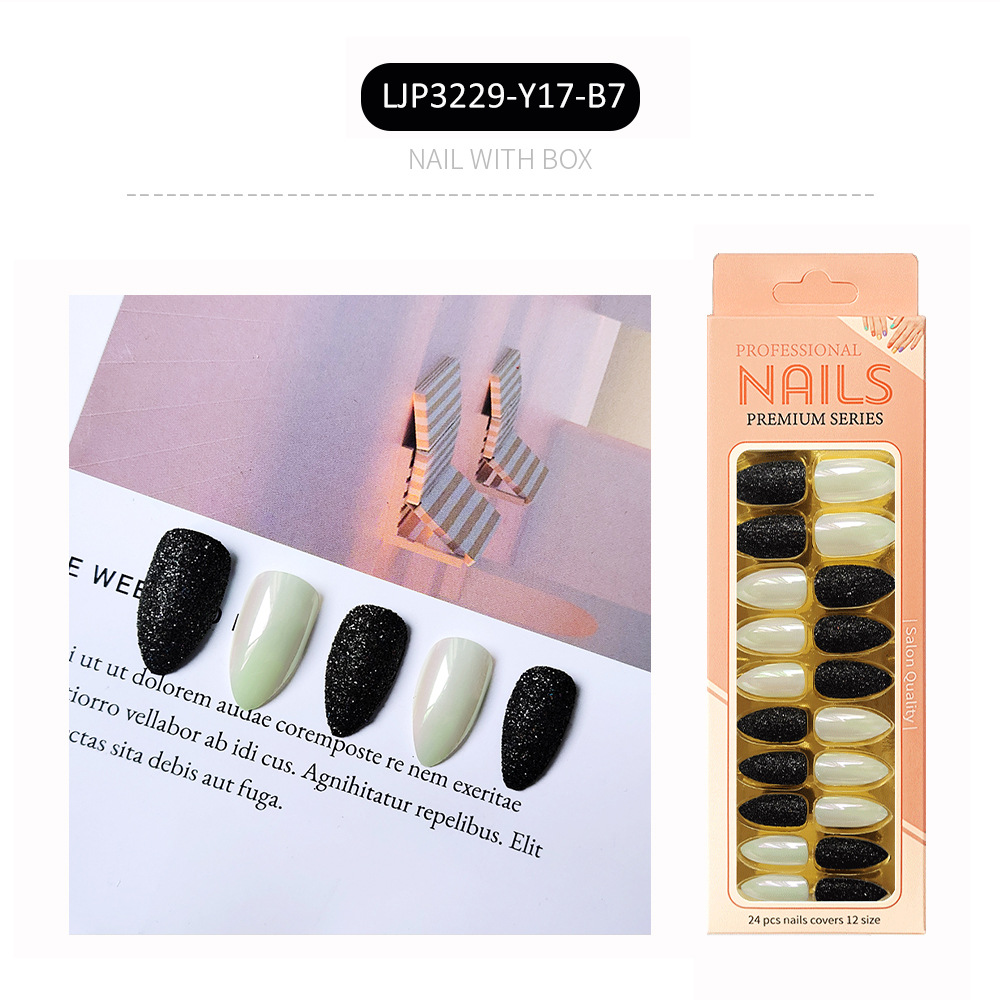 Uñas postizas iridiscentes, puntas de uñas de longitud media, uñas postizas largas en caja, puntas de uñas postizas electrochapadas.