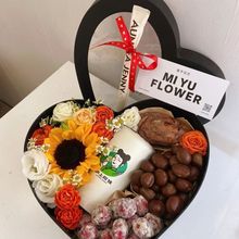 爱心透明精致套二防水礼盒水果鲜花礼盒送情人花店必备玫瑰鲜花