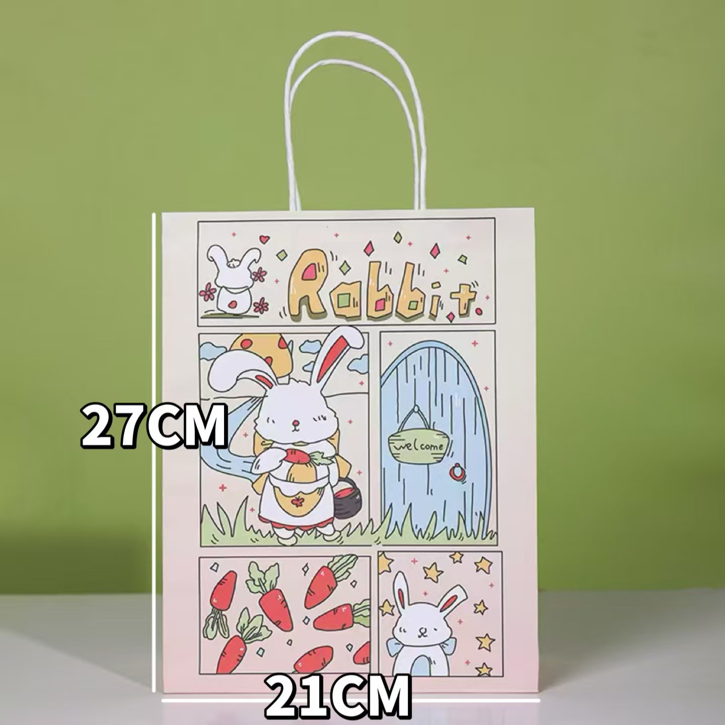 미니 토끼, 흰색 소가죽, 대형 21*11*27cm(표시된 치수)