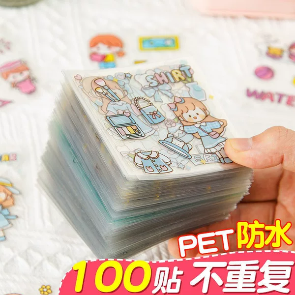 Ins Cartoon Handbook Material Decorative Stickers Transparent Pet Cute Guka Handbook Stickers DIY Kidsren's Water Cup Stickers