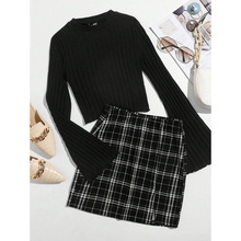 H 36916 Flare sleeve rib top set ������������¸�ȹ��