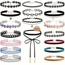 2024跨境亚马逊爆款颈链黑色蕾丝项圈CHOKER短款锁骨链毛衣链项链