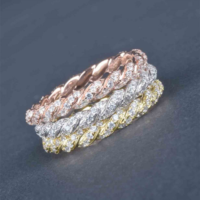 Cao Shi simple retro joint ring ins trendy metal twist woven chain ring sparkling exquisite ring