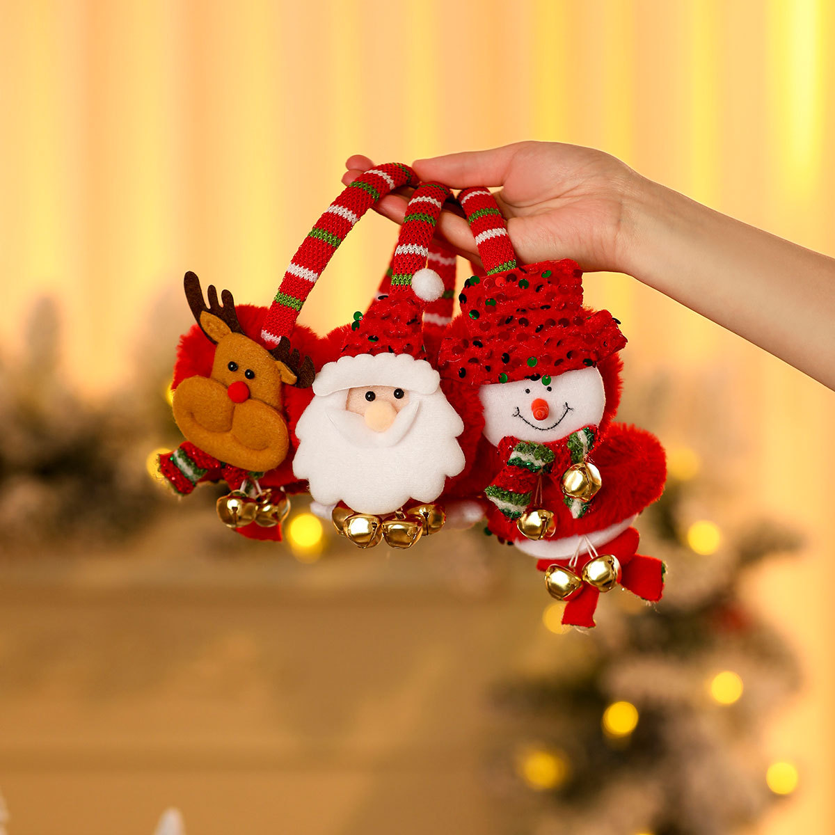 new christmas decorations earmuffs adult and children party decoration christmas cartoon santa claus warm earmuffs