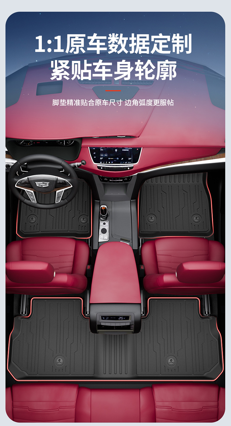 Suitable for Cadillac Ct5 Xt5, All-Weather Tpe Car Floor Mats, Car Accessories, Trunk Mat