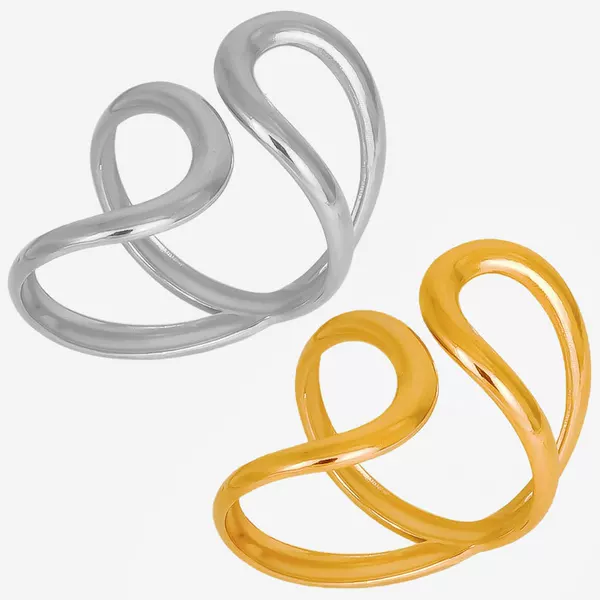 304 stainless steel line geometric irregular ring women's simple personality temperament 18k gold open ring in stock