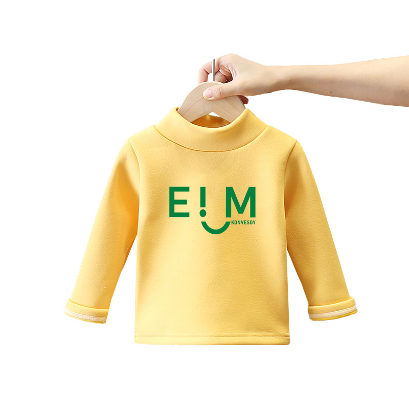 Otoño e invierno niños y niñas top de una pieza 3-9 años de edad media turtleneck bebé niños de terciopelo ropa interior térmica bottoming ropa infantil image 6